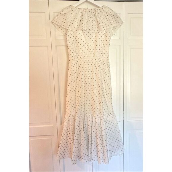 Rebecca Taylor white clip dot ruffle midi dress size 6 - Picture 5 of 13